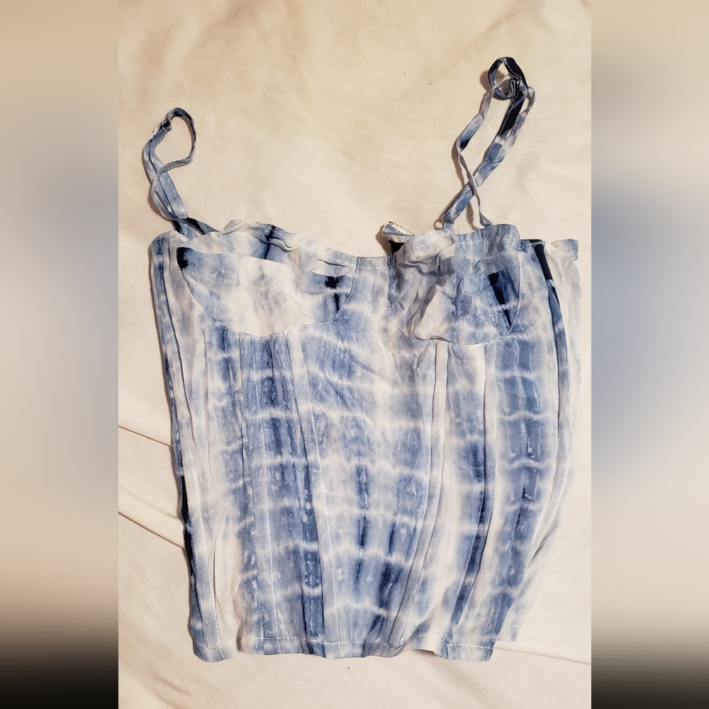 PrettyLittleThing Blue and White Tank Top